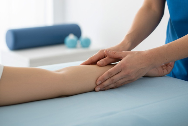 Hände massieren den Unterarm eines Patienten