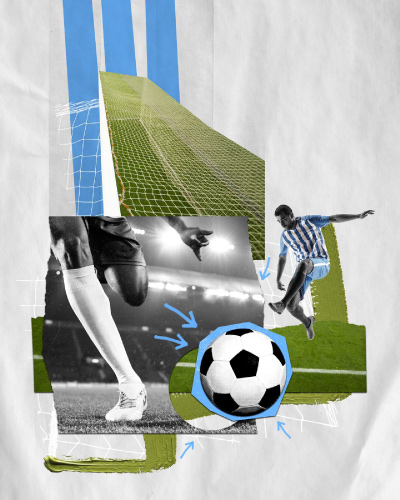 Fußball und Sportmotiv zur Physiotherapie